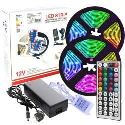 Комплект 10 м RGB LED лента SMD5050 30 LED/m IP20+IR контролер 44 key+адаптер 6A  