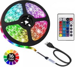 Комплект USB LED лента FLAG LIGHT 2.5 m за фоново осветление зад телевизора с IR контролер, Backlight TV RGB set