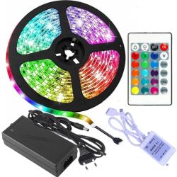 Set 5m LED  strip 5050 60 LED/m RGB +controller 24 key+ Adapter