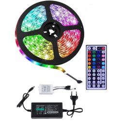 Ser 5m LED strip  5050 60 LED/m RGB +IR Controller 44 key+ Adapter