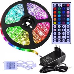 SET 5m LED strip  5050 30 LED/m RGB+adapter +contoller 44 key 