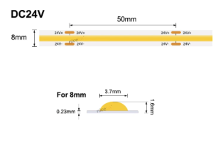 24 V LED Лента COB - 320 SMD/m, 11 W/m , IP20 ► Непрекъсната линия, ролка 5м ► 5.50лв./м